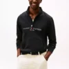 Embroidered Tommy Logo Quarter-Zip
         - Black