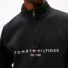 Embroidered Tommy Logo Quarter-Zip
         - Black