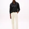 Embroidered Tommy Logo Quarter-Zip
         - Black