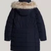 Hooded Down Coat
         - Navy