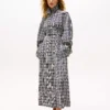 Silk-Blend Check Trench Coat
         - Navy Cream Check