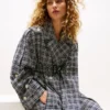 Silk-Blend Check Trench Coat
         - Navy Cream Check