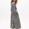 Silk-Blend Check Trench Coat
         - Navy Cream Check