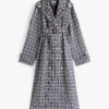 Silk-Blend Check Trench Coat
         - Navy Cream Check
