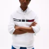 Tommy Flag Stripe Hoodie
         - Optic White