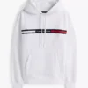 Tommy Flag Stripe Hoodie
         - Optic White