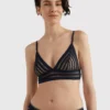 Dual Stripe Unlined Triangle Bralette
         - Navy