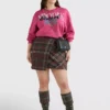 Curve Check Wrap Mini Skirt
         - Large Pop Check/ Army Green