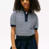 Kids' Stripe Ribbed Stretch Polo
         - Dark Night Navy Stripes