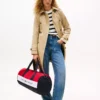Tommy Logo Colorblock Canvas Duffle Bag
         - Navy / Red / White