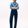 Cotton-Linen Blend Pleated Dress Pant
         - Carbon Navy