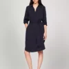 Long-Sleeve Utility Shirtdress
         - Navy