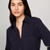 Long-Sleeve Utility Shirtdress
         - Navy