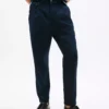 Pleated Relaxed Linen-Blend Pant
         - Navy