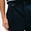Pleated Relaxed Linen-Blend Pant
         - Navy