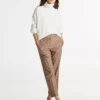 Check Print Slim Straight Leg Pant
         - Brown Houndstooth